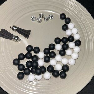 50+ Black and White silicone beaded Set